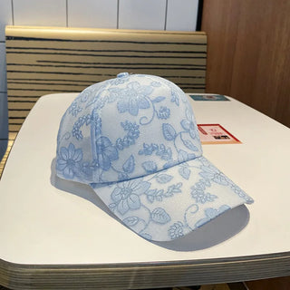 Baseball Cap Women Summer Korean Style Sunscreen Flower Printed Baseball Cap Casual Breathable Adjustable Sun Hat Visor Snapback