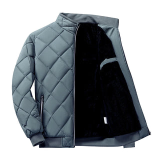 New Slim Fit Coat Bomber Jacket Men Diamond Pattern Fleece Lined Casual Jacket Men Fashion Clothing 6XL Large Size