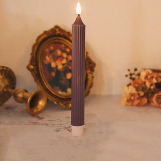 Pack of 6 Flameless Taper Candles Flickering w/Remote Battery Operated LED Window Candles Striped Real Wax 3D Flickering Flame