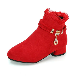 Girls Low Heels Short Boots