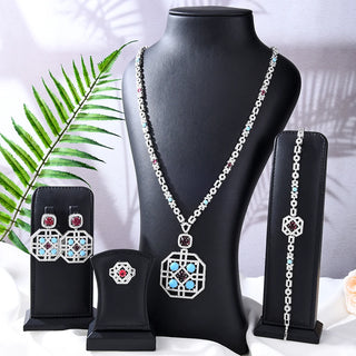 Missvikki Luxury Long Drop Necklace Earrings Jewelry Sets Super CZ for Noble Women Bridal Wedding Gorgeous Sparkling Best Gift