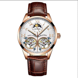 AILANG Original Design men's Double Flywheel Automatic Mechanical Watch Fashion Leisure Business Luxury Clock