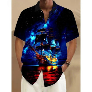 Village Pattern Lapel Floral 3D Printed Hawaiian Shirts - Epictzar Intl.