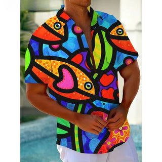 Village Pattern Lapel Floral 3D Printed Hawaiian Shirts - Epictzar Intl.