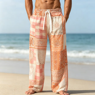Men's Mediterranean Tile Print Drawstring Pants