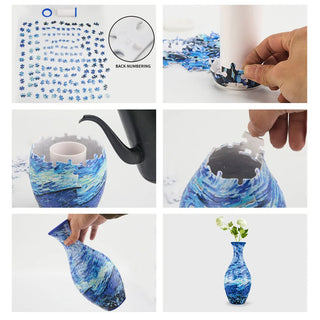 3D Puzzle Vase Flower Porcelain Design DIY Assembly Educational Toy Home Decoration House Arrangement Warming Christmas Gift Toy