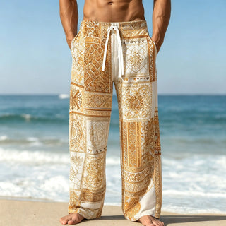 Men's Mediterranean Tile Print Drawstring Pants