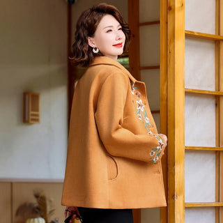 Luxury Floral Short Woolen Coat
