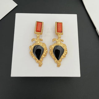 Retro crystal-patterned ear clips with a unique ancient style earrings