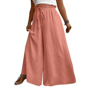 Women Wide Leg Drawstring Trousers