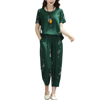 Classic Summer Two Piece Set (T-shirt+Pants) 2024 Women's Plus Size Fashion Casual Short Sleeve Classic Knitted Button Clothing