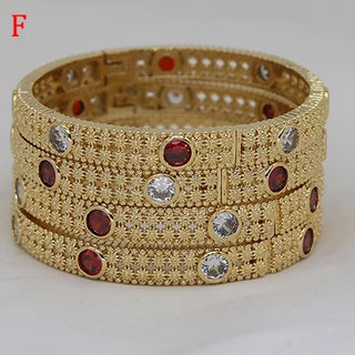 GirlS With white rhinestones Dubai Bangles For Women Bengal Africa luxury Jewelry Saudi Arab Bracelets Habesha Indian Bride Gift