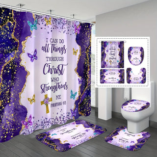 Christians Waterproof Shower Curtain Set