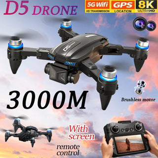 2025 D5 Drone With 8K Dual Camera HD Remote Control Quadcopter Obstacle Avoidance For Aerial Photography RC Drone Gifts For Kids
