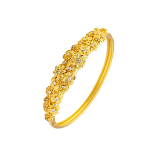 Luxury 24K 9999 Pure Gold real gold Women's Bracelet Blossoms Brocade Cluster Diamond Buckle Bracelet