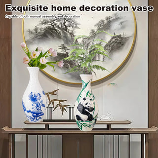 3D Puzzle Flower Vase with Base Building Blocks Unique Flower Arrangement DIY Flowerpot Living Home Decoration Ornaments