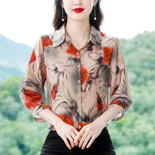 Stylish Printed Mid-Sleeve Versatile Tops