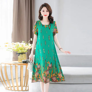 Short Sleeved Printed Women Night Sleepwear