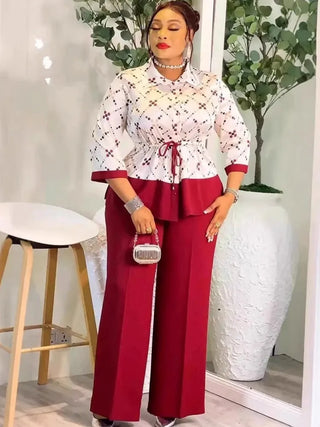 African Matching Pants Suits Outfits Sets