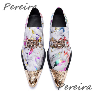 Pointed Toe Metal Decor Men Shoes