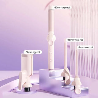 Hair Curler with Interchangeable Heads - 9mm/13mm/32mm Ceramic Barrels Curling Iron Wand Set, Multi-Size Roller Rod Styling Tool