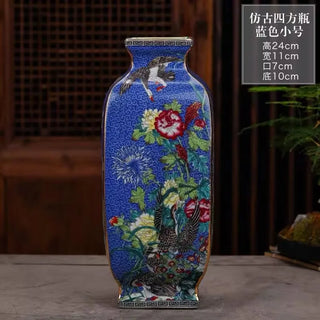 Ancient Enamel Flower Bird Ceramic Vase