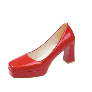 Women Square Heels Pumps Shoes