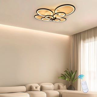 LED Dimmable Ceiling Light with Remote Control Modern 8 Rings Circle Flush Mount Ceiling Lamp Bedroom Kitchen Living Room