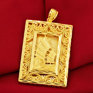 Men 24K Gold Sailing Square Pendant