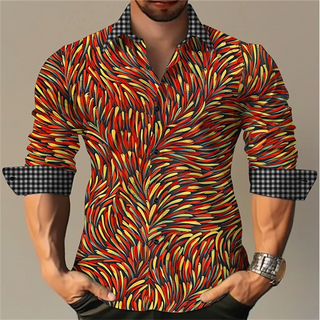 2023 Men's Long Sleeve Button Shirt Fashion Luxury New Designer Design Apparel Music Flower HD Pattern Soft and Comfortable
