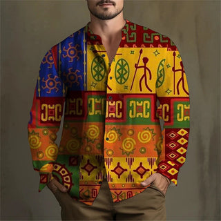 Ethnic Style Print Cardigan Shirt