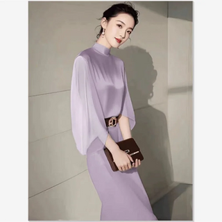 French Elegant Women's Party Outfits Autumn New Fashion Stand Collar Blouse + Temperament Bag Hip Midi Skirt Suit 2Pcs Set 433P