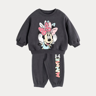 Autumn Winter Kids Fleece Outfit Cotton Thickened Long Sleeve Sweatshirt + Pant Cartoon Two-Piece Clothes for Infant