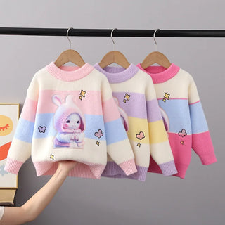 Girls Fluff Cartoon Warm Sweater