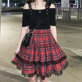 Ladies Plaid Gothic Mini Skirts