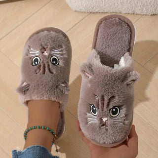 Warm Plush Cozy Indoor Cat Slippers