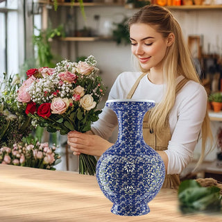 Puzzle Flower Vase Light Porcelain Design DIY 3D Assembly Educational Toy Home Decoration House Arrangement Warming Gift Adults