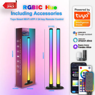 40CM Smart RGB LED Light Bars USB Plug Tuya WIFI Music Sync TV Backlights Remote Control Floor Lamps Work with Alexa Google Home