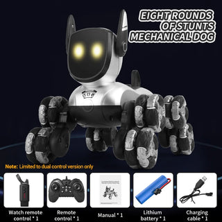 Q200 Intelligent Mechanical RC Dog Gesture Induction Remote Control Toy Eight Wheels Four Wheels Stunt Animal Toys for Children.
