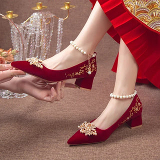 Embroidered Floral Decor Party Shoes