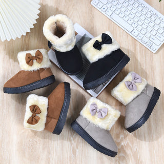 Thicken Warm Kids Shoes Winter Baby Plush Snow Boots Boys Girls Plus Velvet Cotton Shoes Casual Soft Bottom Sports Short Boots