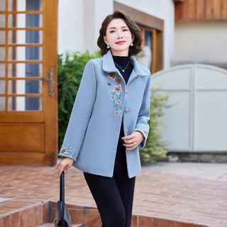 Luxury Floral Short Woolen Coat