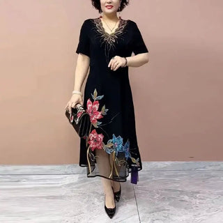Stylish Folk Floral Embroidery Midi Dress Stylish - Epictzar Intl.