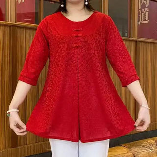 Vintage Fashion Jacquard Weave Blouse