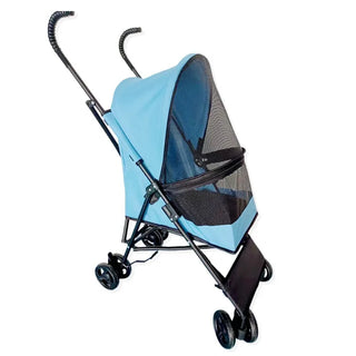 Pet Stroller for Cats/Dogs, Zipperless Entry, Easy Fold with Removable Liner, Safety Tether, Storage Basket + Cup Holder