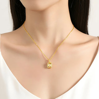 Women Real 18k Gold Rectangle Pendant