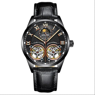 AILANG Original Design men's Double Flywheel Automatic Mechanical Watch Fashion Leisure Business Luxury Clock