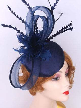 Flower Fascinators Hats Party Wedding Women Satin Pillbox Cap Elegant Ladies Church Occasion Race Millinery Feather Hair Access