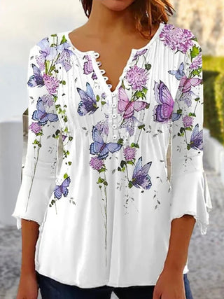 Women Elegant Printed Temperament Tops