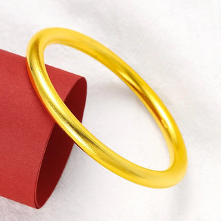Exquisite 24K Gold Solid Closed Bangle